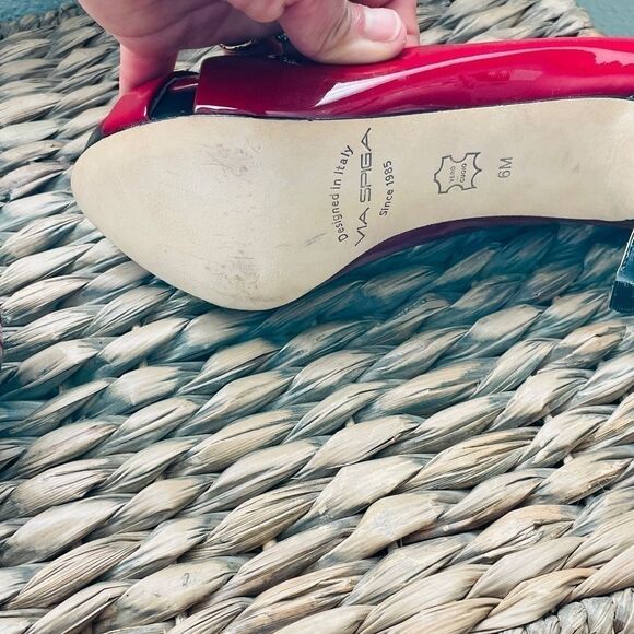 Via Spiga Leather Red Open Toe Heels - Picture 3 of 3